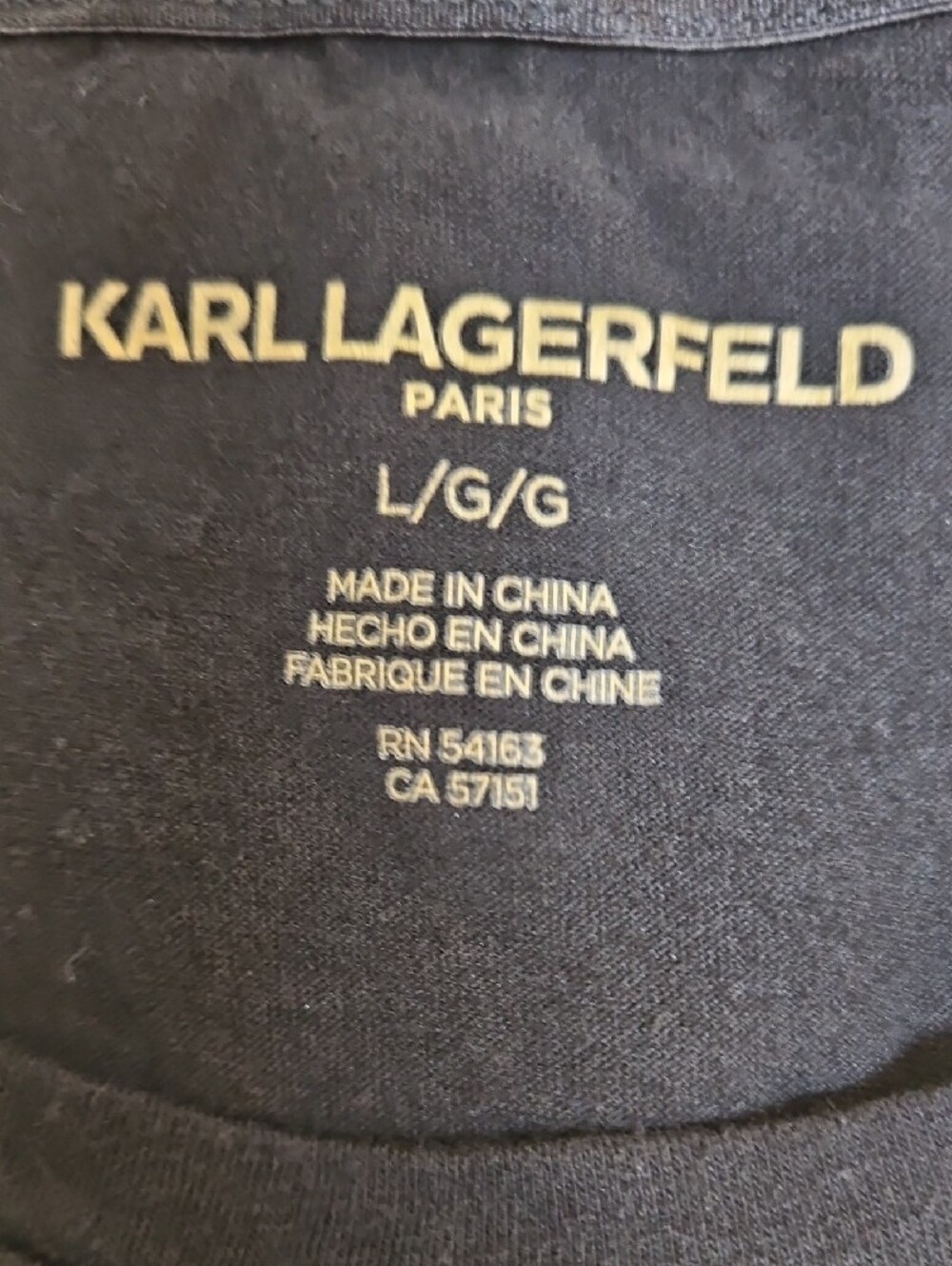 Karl Lagerfeld Black Short Sleeve Tee with Rhinestone and Gold Logo Detail - Picture 2 of 5